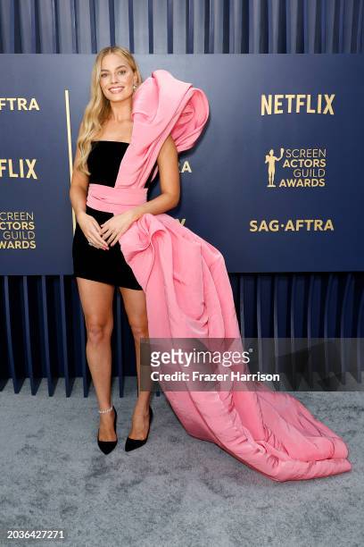 Margot Robbie attends the 30th Annual Screen Actors Guild Awards at Shrine Auditorium and Expo Hall on February 24, 2024 in Los Angeles, California.