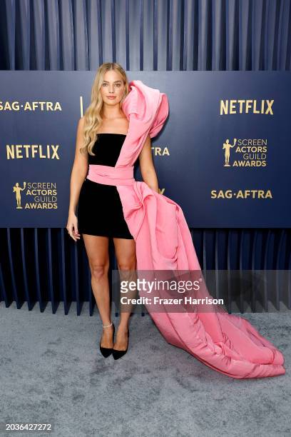 Margot Robbie attends the 30th Annual Screen Actors Guild Awards at Shrine Auditorium and Expo Hall on February 24, 2024 in Los Angeles, California.