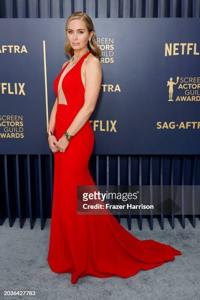 Emily Blunt attends the 30th Annual Screen Actors Guild Awards at Shrine Auditorium and Expo Hall on February 24, 2024 in Los Angeles, California.