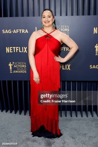 Lily Gladstone attends the 30th Annual Screen Actors Guild Awards at Shrine Auditorium and Expo Hall on February 24, 2024 in Los Angeles, California.