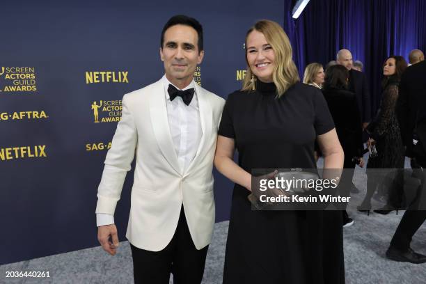 Nestor Carbonell and Shannon Kenny attend the 30th Annual Screen Actors Guild Awards at Shrine Auditorium and Expo Hall on February 24, 2024 in Los...