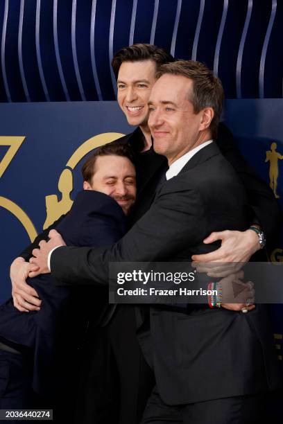 Kieran Culkin, Nicholas Braun and Matthew Macfadyen attend the 30th Annual Screen Actors Guild Awards at Shrine Auditorium and Expo Hall on February...