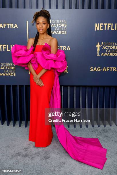 Nicole Beharie attends the 30th Annual Screen Actors Guild Awards at Shrine Auditorium and Expo Hall on February 24, 2024 in Los Angeles, California.