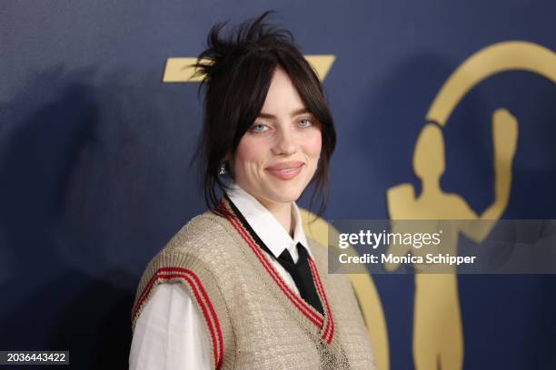Billie Eilish attends the 30th Annual Screen Actors Guild Awards at Shrine Auditorium and Expo Hall on February 24, 2024 in Los Angeles, California.