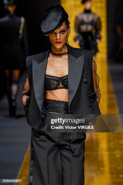 Model walks the runway during the Dolce & Gabbana Ready to Wear Fall/Winter 2024-2025 fashion show as part of the Milan Fashion Week on February 24,...