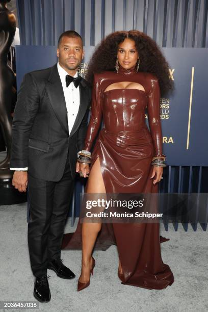 Russell Wilson and Ciara attend the 30th Annual Screen Actors Guild Awards at Shrine Auditorium and Expo Hall on February 24, 2024 in Los Angeles,...