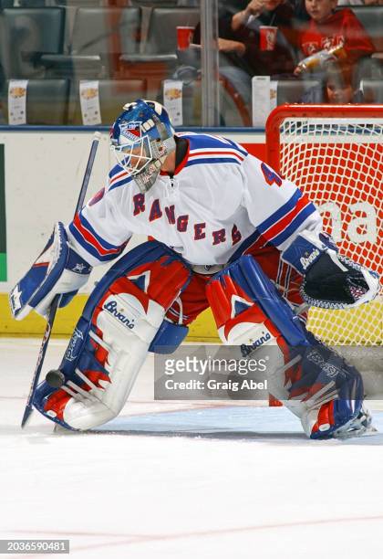Jussi Markkanen of the New York Rangers skates against the Toronto Maple Leafs during NHL game action on December 2, 2003 at Air Canada Centre in...