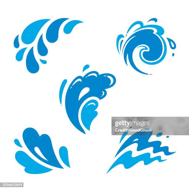 illustrazioni stock, clip art, cartoni animati e icone di tendenza di water icons - spruzzare