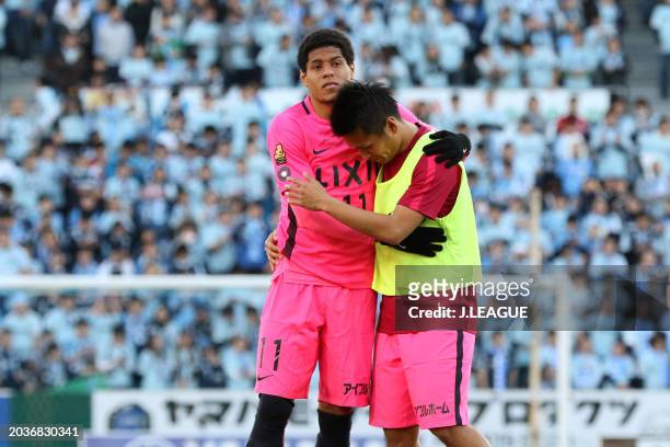 Leandro and Yasushi Endo of Kashima Antlers show dejection as the team misses the J.League J1 champions after the scoreless draw in the J.League J1...