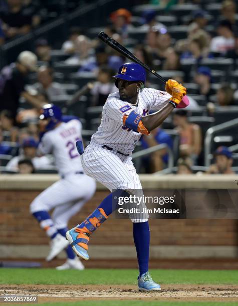 Ronny Mauricio of the New York Mets in action against the Arizona Diamondbacks at Citi Field on September 12, 2023 in New York City. The Mets...