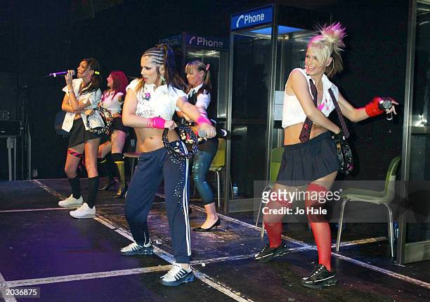 Popstars - The Rivals winners Girls Aloud perform live on stage at G-A-Y, Astoria, London on May 10, 2003.