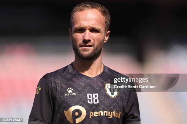 Valère Germain of the Bulls pre game during the A-League Men round 18 match between Newcastle Jets and Macarthur FC at McDonald Jones Stadium, on...