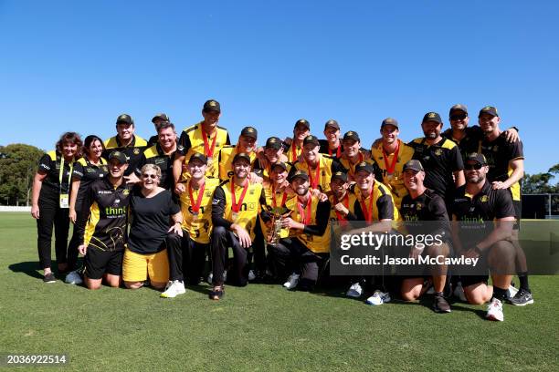 Western Australia celebrate with the trophy after winning the March One Day Cup Final match between New South Wales Blues and Western Australia at...