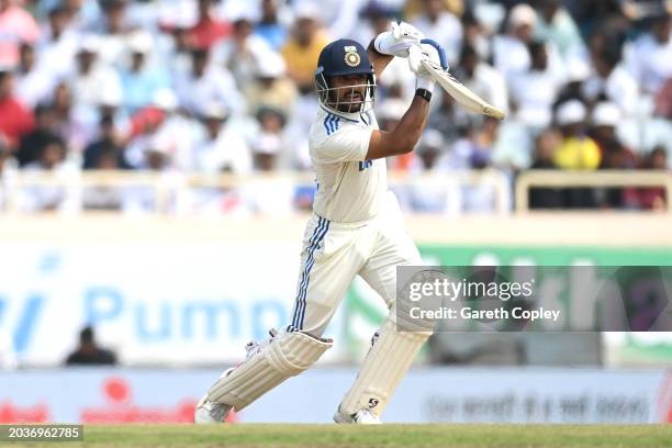 Dhruv Jurel of India bats during day three of the 4th Test Match between India and England at JSCA International Stadium Complex on February 25, 2024...