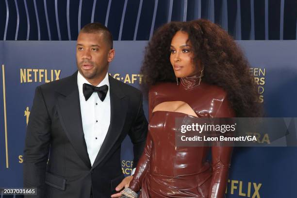 Russell Wilson and Ciara attend 30th Annual Screen Actors Guild Awards - Arrivals at Shrine Auditorium and Expo Hall on February 24, 2024 in Los...