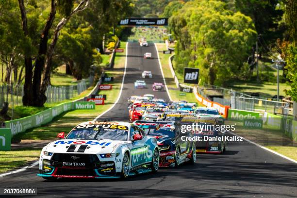 Chaz Mostert driver of the Mobil1 Optus Racing Ford Mustang GT during race 2 of the Bathurst 500, part of the 2024 Supercars Championship Series at...
