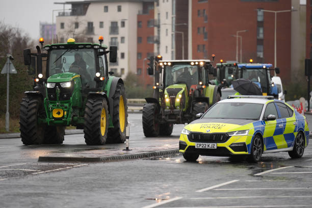 GBR: Welsh Farmers Stage Tractor Protest Outside The Senedd
