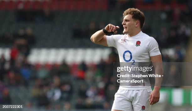 England A's Oscar Beard during the rugby international match between England A and Portugal at Mattioli Woods Welford Road Stadium on February 25,...