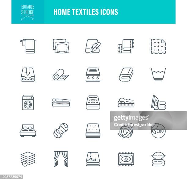 home textile icons editable stroke - towel stock illustrations