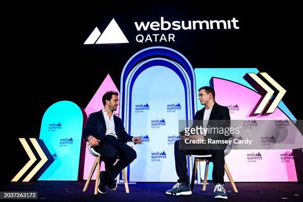 Doha , Qatar - 28 February 2024; Jean-Éric Vergne, Formula E World Champion, left, and Chris Wheatley, Football Editor & Journalist, National World,...