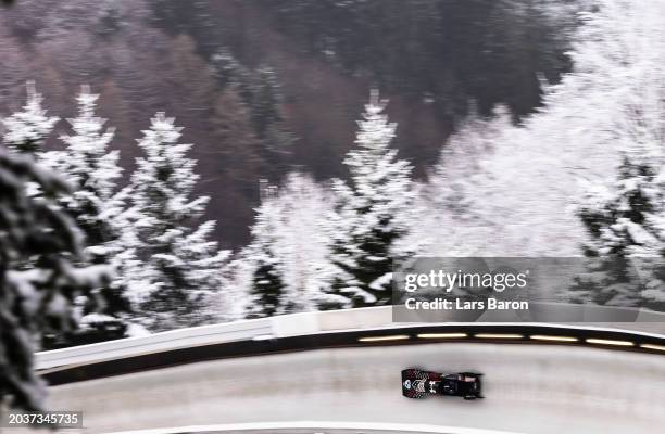 Kaysha Love of USA competes during the third round of the Women's Monobob competition at the BMW IBSF Bobsleigh And Skeleton World Championship at...