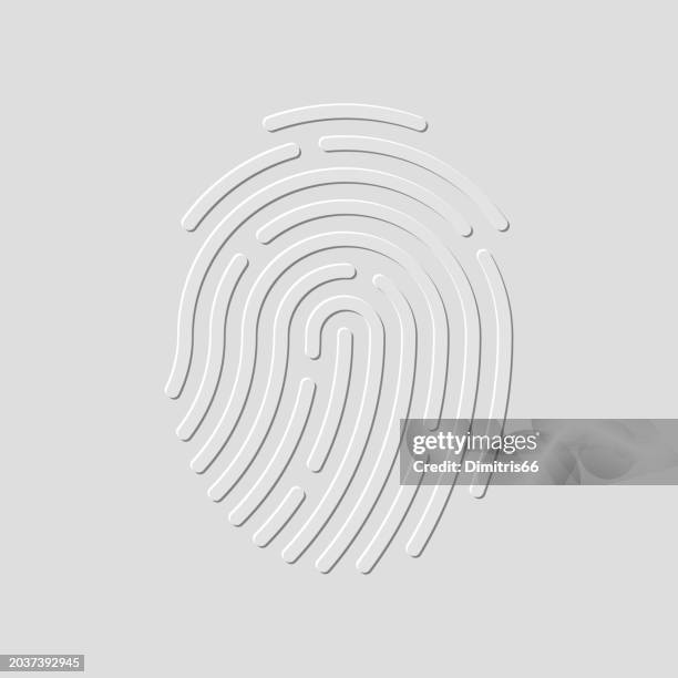 fingerprint low relief icon on gray background - security pass stock illustrations