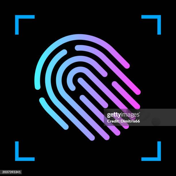fingerprint scanner icon - security pass stock illustrations