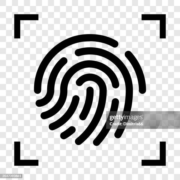 illustrazioni stock, clip art, cartoni animati e icone di tendenza di icona dello scanner di impronte digitali con tratto modificabile - impronta digitale