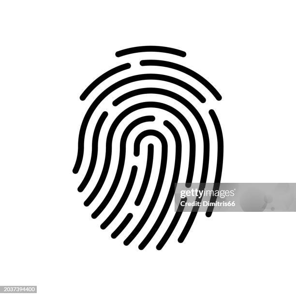 ilustraciones, imágenes clip art, dibujos animados e iconos de stock de fingerprint icon with editable stroke - security pass