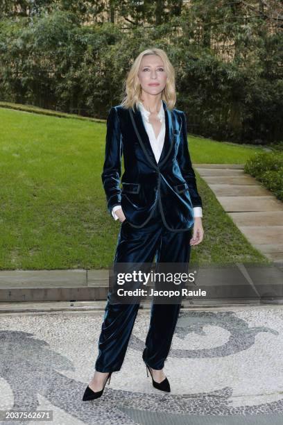 Cate Blanchett attends the Giorgio Armani fashion show during the Milan Fashion Week Womenswear Fall/Winter 2024-2025 on February 25, 2024 in Milan,...