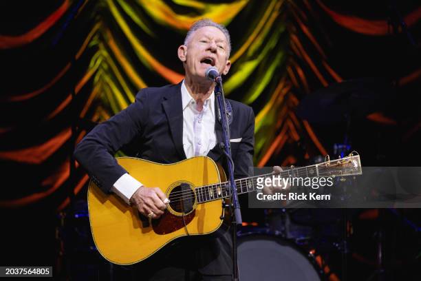 Singer-songwriter Lyle Lovett performs on stage during the 2024 Texas Songwriters Hall of Fame show at ACL Live on February 24, 2024 in Austin, Texas.