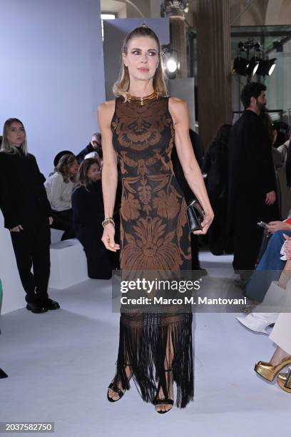 Martina Colombari attends the Luisa Spagnoli fashion show during the Milan Fashion Week Womenswear Fall/Winter 2024-2025 on February 25, 2024 in...