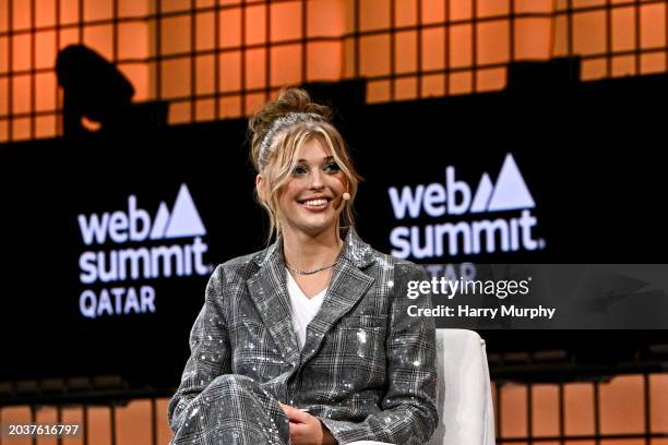 Doha , Qatar - 28 February 2024; Loren Gray, Social Media Personality & Songwriter, on Centre stage during day two of Web Summit Qatar 2024 at the...