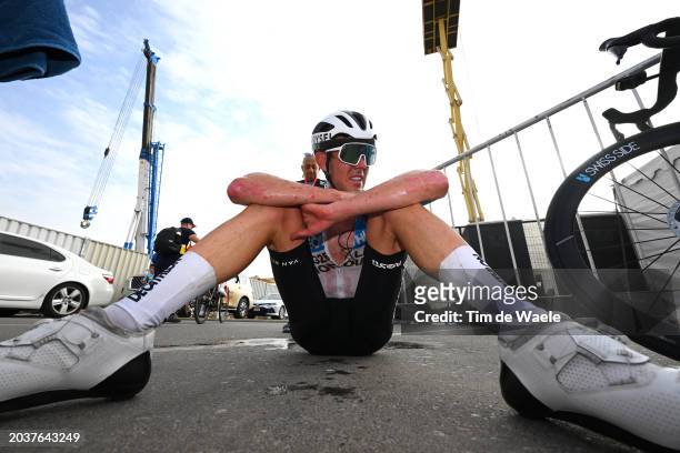 Ben O'Connor of Australia and Team Decathlon-AG2R La Mondiale reacts after the 6th UAE Tour 2024, Stage 7 a 161km stage from Bait Mohammed Bin...
