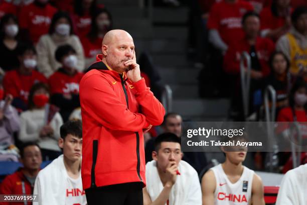 Head coach Aleksandar Djordjevic of China looks on during the FIBA Basketball Asia Cup qualifier Group C game between Japan and China at Ariake...