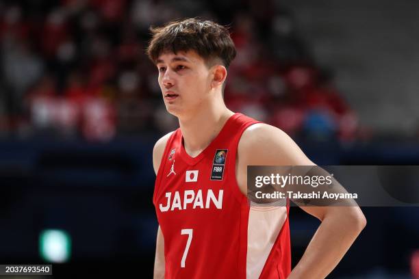 Kai Toews of Japan looks on during the FIBA Basketball Asia Cup qualifier Group C game between Japan and China at Ariake Coliseum on February 25,...