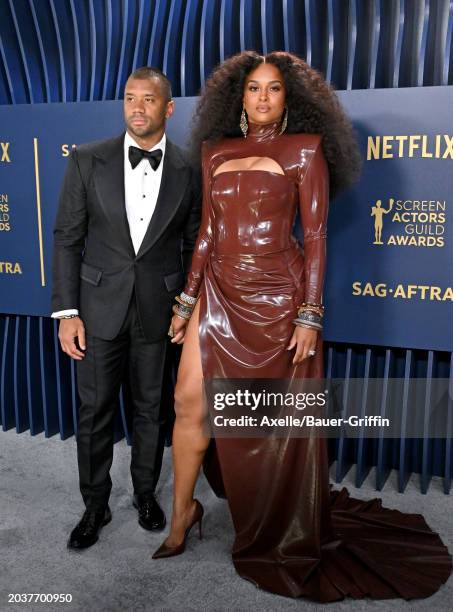 Russell Wilson and Ciara attend the 30th Annual Screen Actors Guild Awards at Shrine Auditorium and Expo Hall on February 24, 2024 in Los Angeles,...