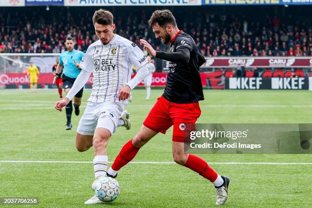 Dominik Oroz of Vitesse Arnhem and Troy Parrott of SBV Excelsior battle for the ball during the Dutch Eredivisie match between Excelsior Rotterdam...