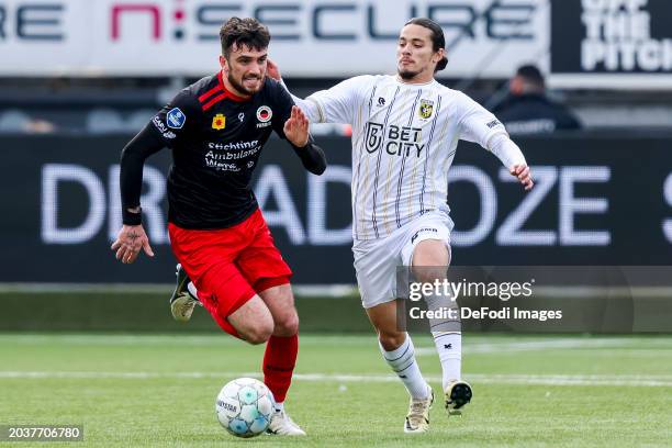 Troy Parrott of SBV Excelsior and Anis Hadj-Moussa of Vitesse Arnhem battle for the ball during the Dutch Eredivisie match between Excelsior...