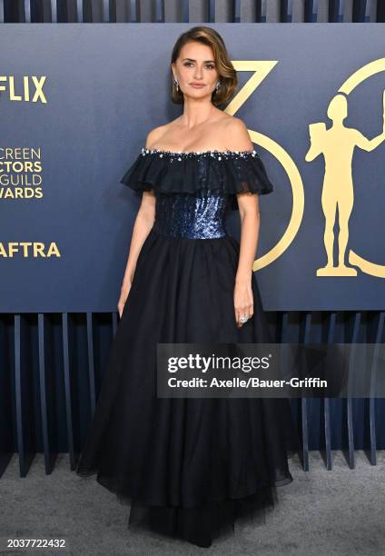 Penelope Cruz attends the 30th Annual Screen Actors Guild Awards at Shrine Auditorium and Expo Hall on February 24, 2024 in Los Angeles, California.