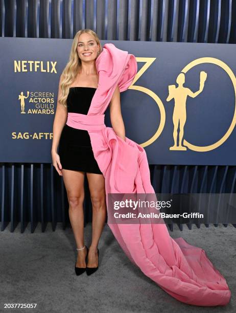 Margot Robbie attends the 30th Annual Screen Actors Guild Awards at Shrine Auditorium and Expo Hall on February 24, 2024 in Los Angeles, California.