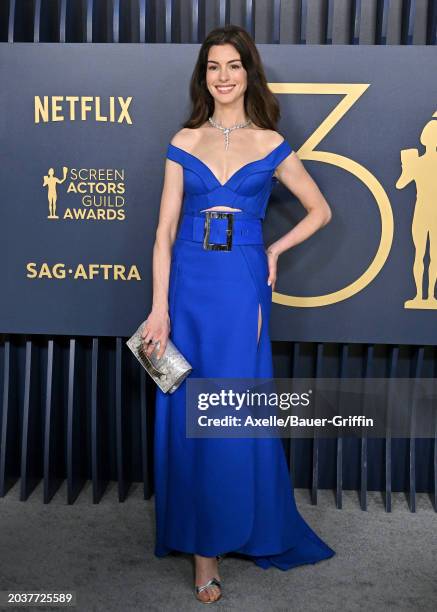 Anne Hathaway attends the 30th Annual Screen Actors Guild Awards at Shrine Auditorium and Expo Hall on February 24, 2024 in Los Angeles, California.