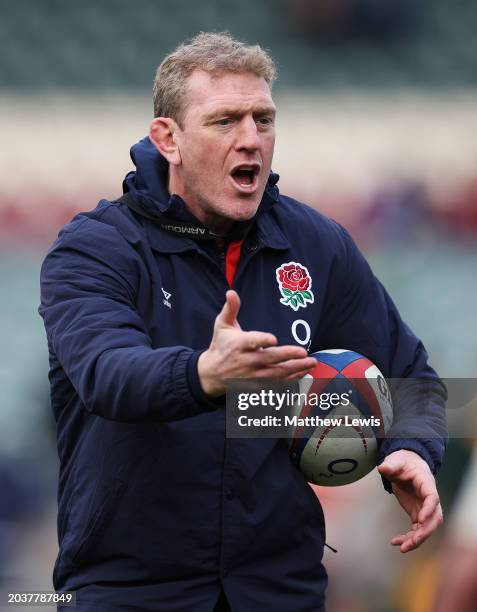 Sam Vesty, England A Attack Coach pictured during the rugby international match between England A and Portugal at Mattioli Woods Welford Road Stadium...