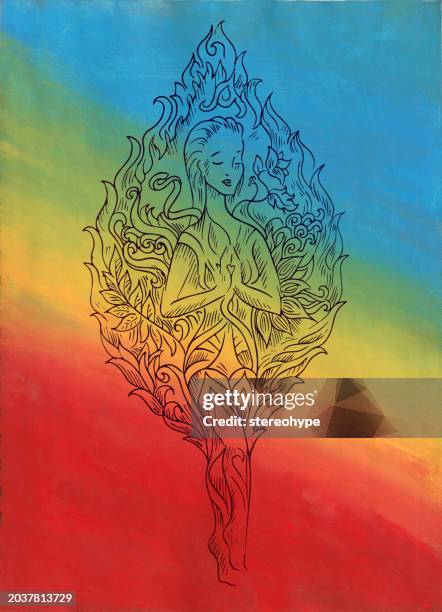 rainbow dancer - tribal art stock illustrations