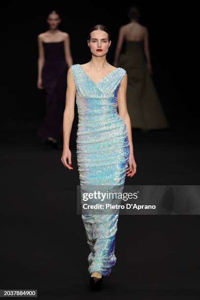 Model walks the runway at the Chiara Boni La Petite Robe fashion show during the Milan Fashion Week Womenswear Fall/Winter 2024-2025 on February 25,...