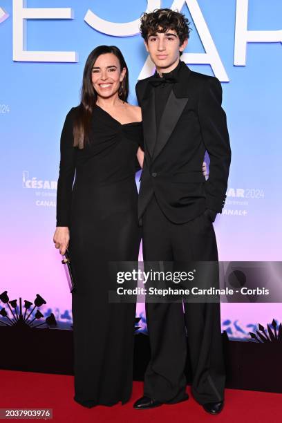 Elodie Bouchez and guest arrives at the 49th Cesar Film Awards at L'Olympia on February 23, 2024 in Paris, France.