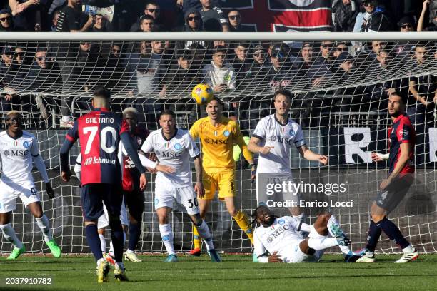 Gianluca Gaetano of Cagliari in action during the Serie A TIM match between Cagliari and SSC Napoli at Sardegna Arena on February 25, 2024 in...