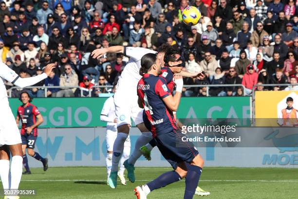 Gianluca Lapadula of Cagliari in action during the Serie A TIM match between Cagliari and SSC Napoli at Sardegna Arena on February 25, 2024 in...