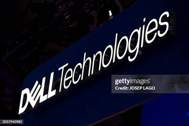 This photograph shows Dell Technologies's logo during the Mobile World Congress , the telecom industry's biggest annual gathering, in Barcelona on...