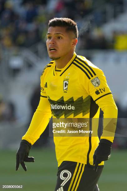 Cucho Hernandez of the Columbus Crew during the second half against the Atlanta United FC at Lower.com Field on February 24, 2024 in Columbus, Ohio.